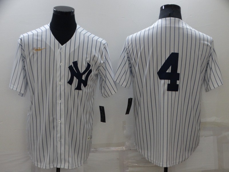 Men's New York Yankees Lou Gehrig #4 White Home Name Jersey